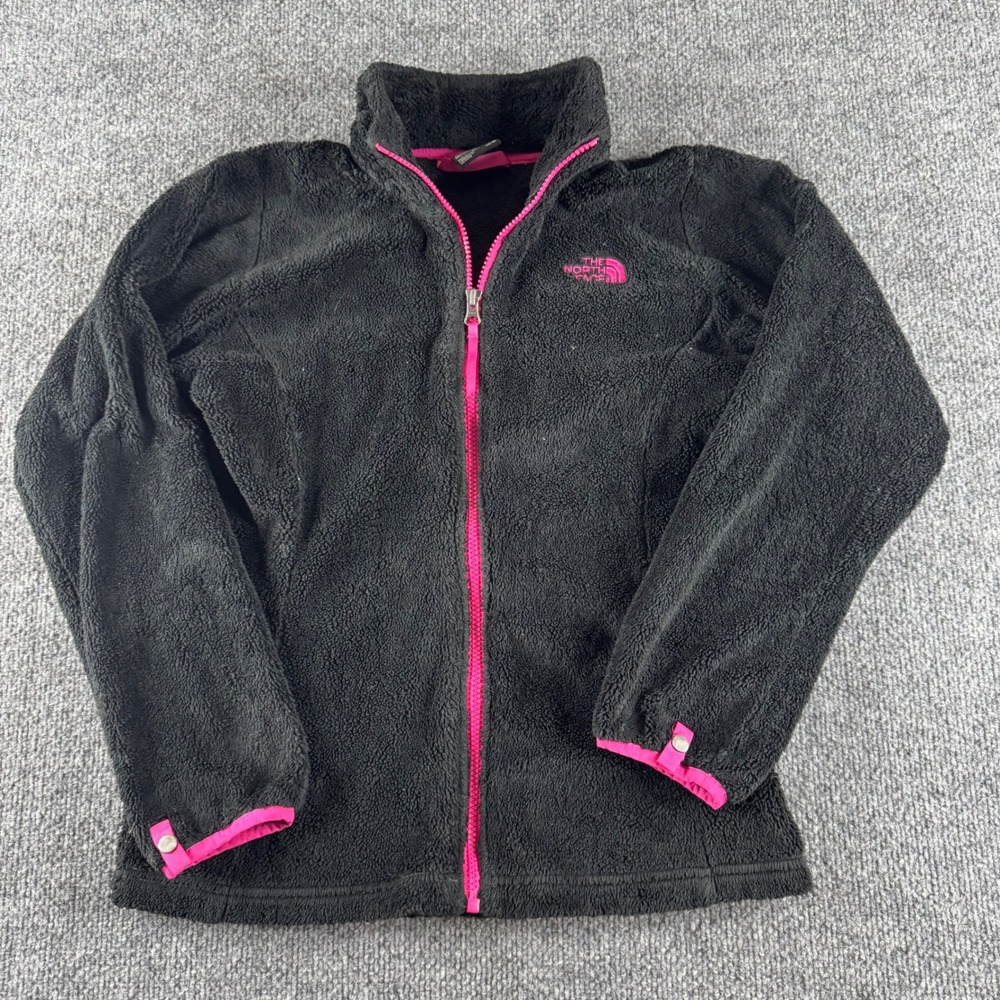 The North Face Girls Osito Full Zip Fleece Jacket Black Pink Large 14/16